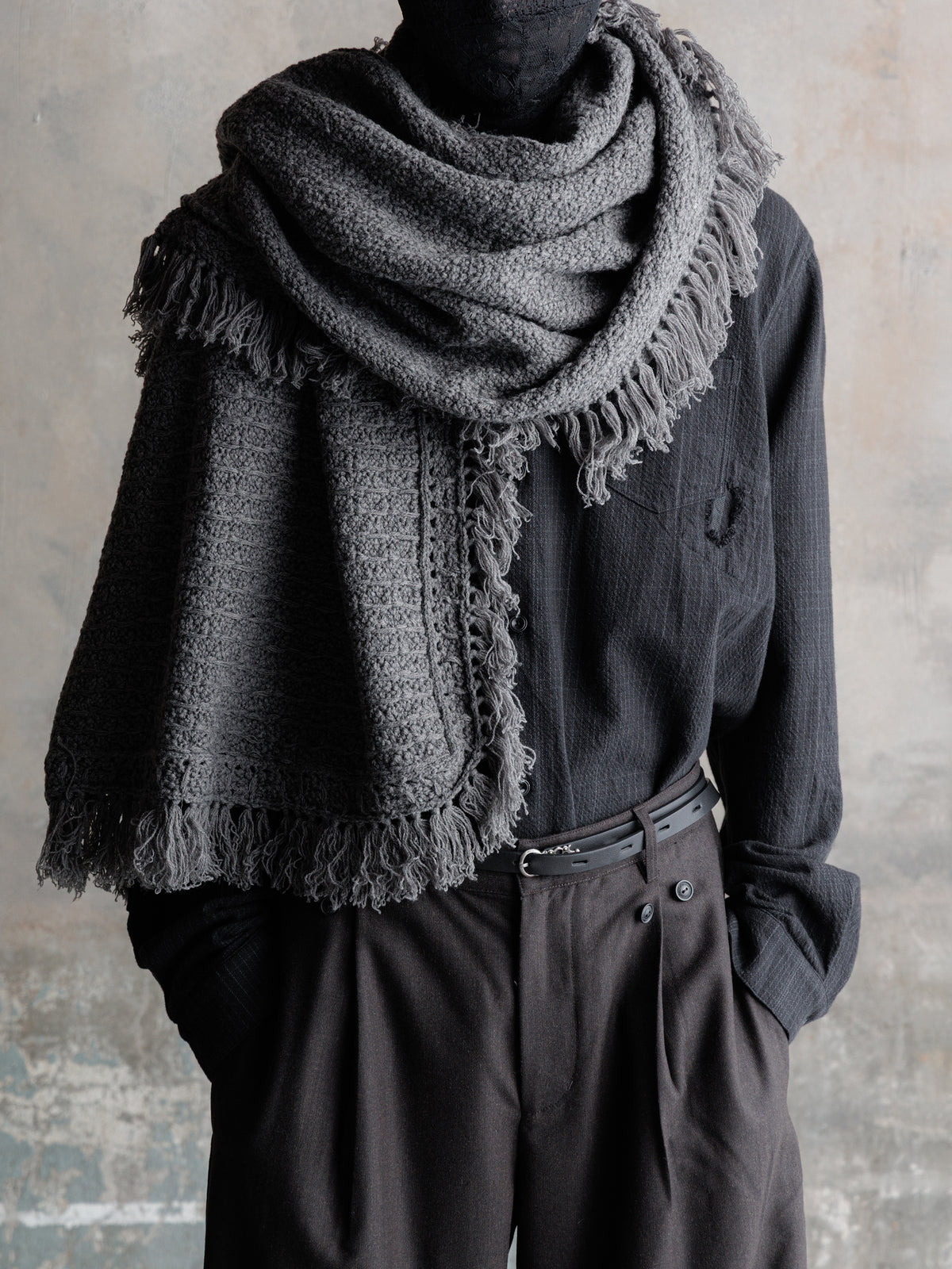 26FW｜Textured Antique Scarf (Grey)