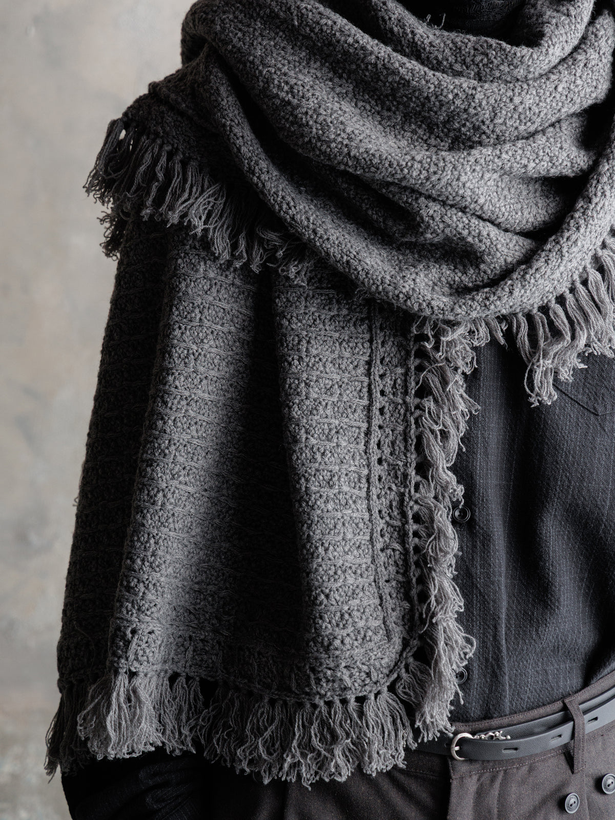 26FW｜Textured Antique Scarf (Grey)