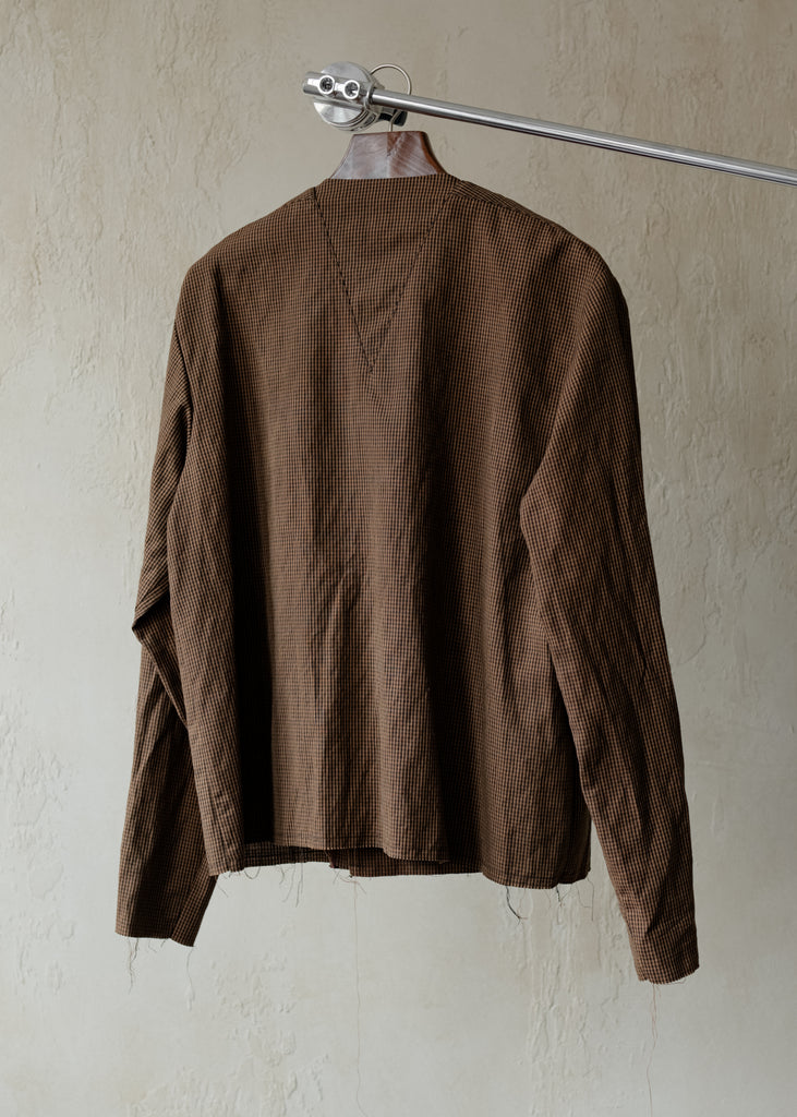 Forgotten Materials｜Double-breasted Collarless Shirt (Check)