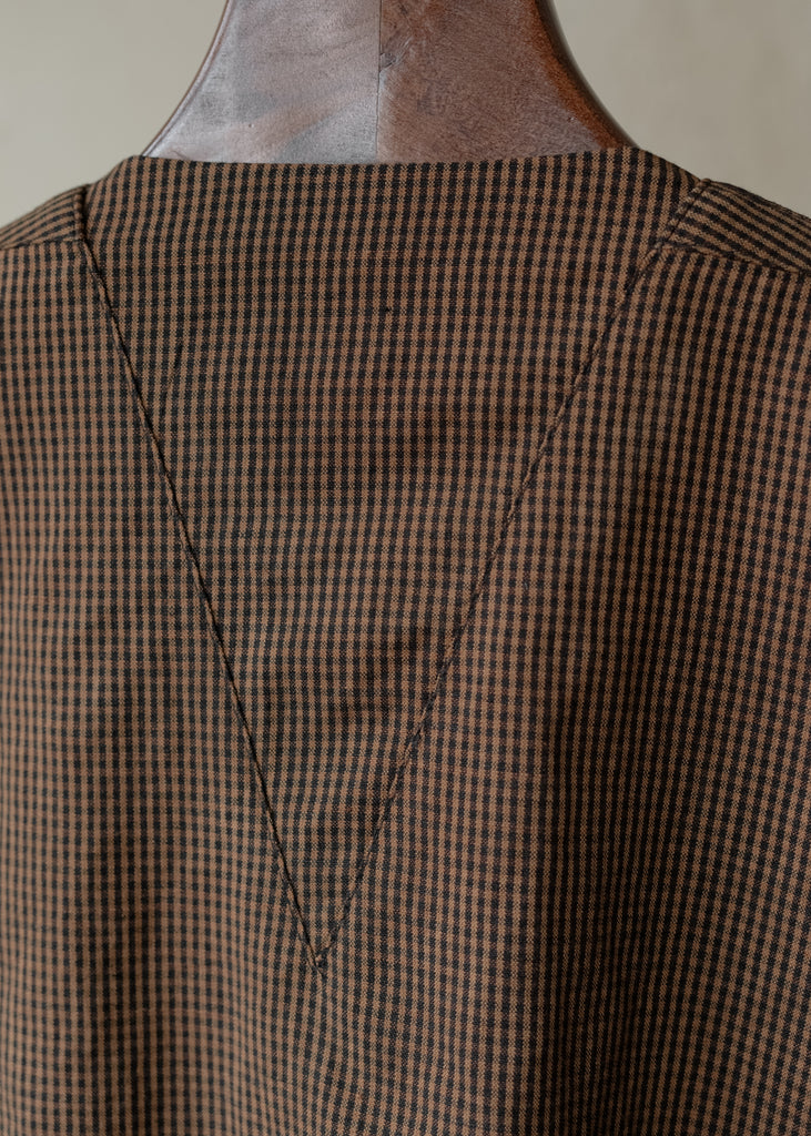 Forgotten Materials｜Double-breasted Collarless Shirt (Check)