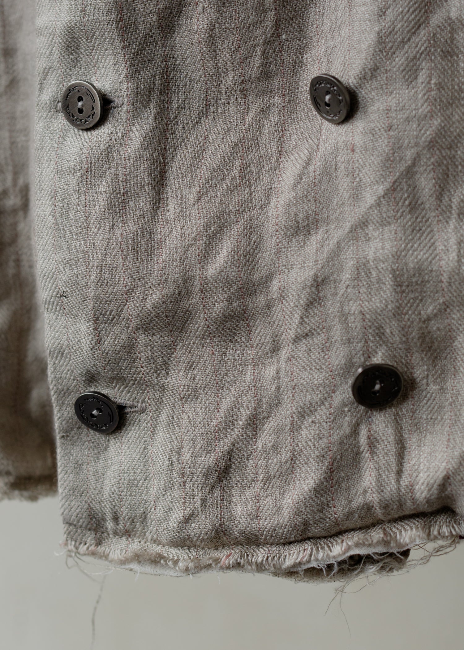 Forgotten Materials｜Double-breasted Collarless Shirt (Natural Dyed Grey)