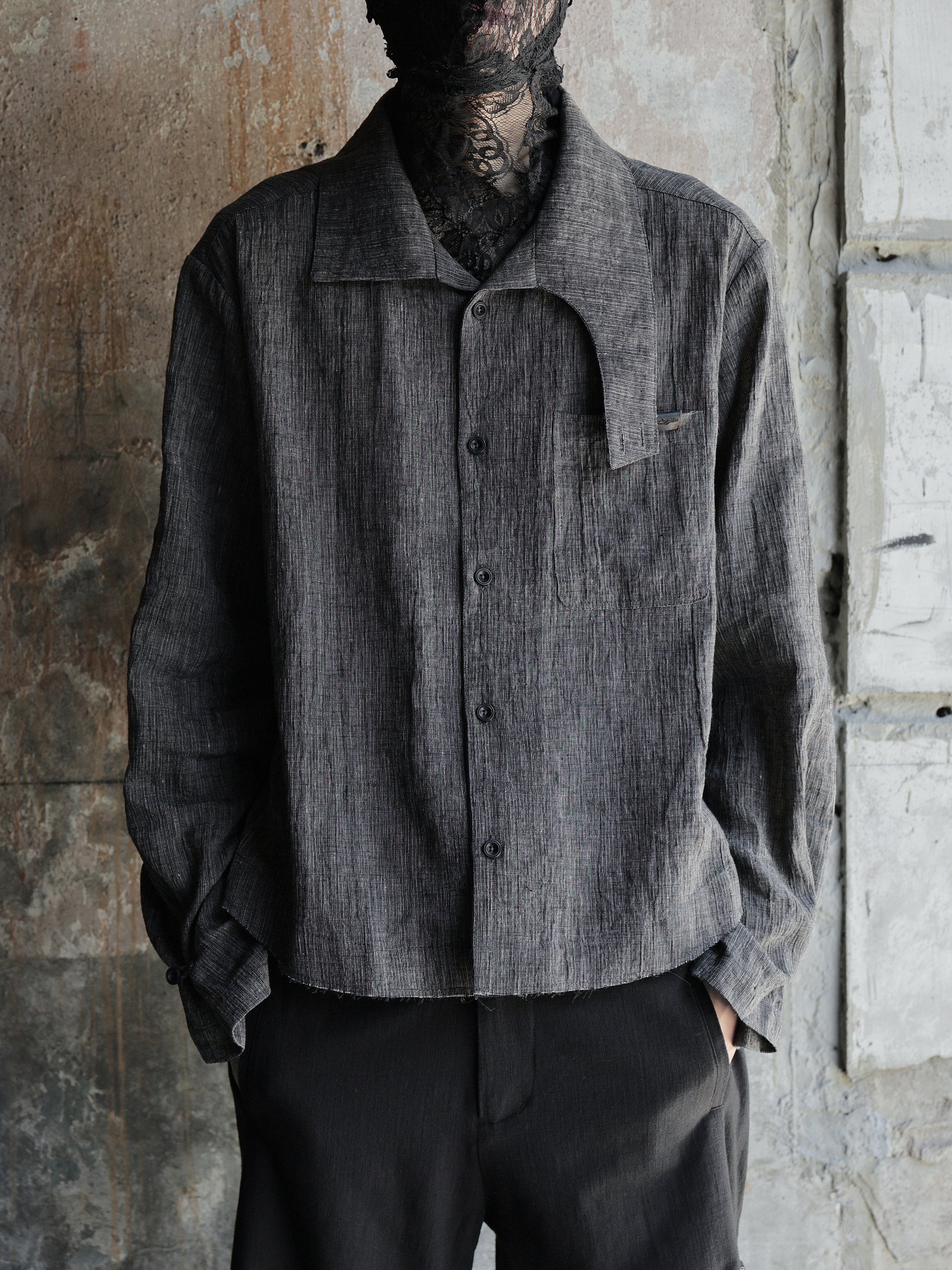 Professor.E｜Modular Collar Work Shirt (Stripe)