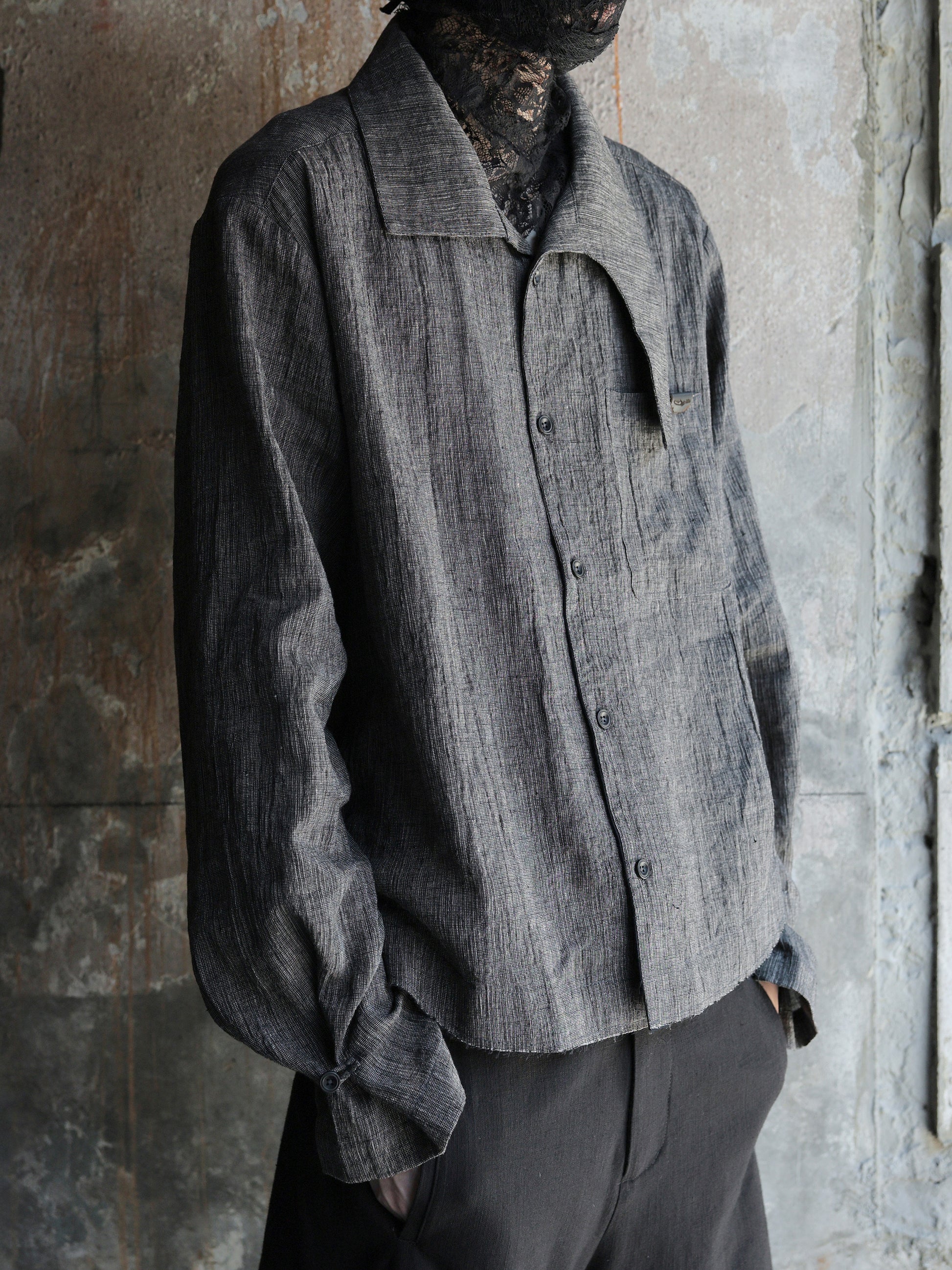 Professor.E｜Modular Collar Work Shirt (Stripe)