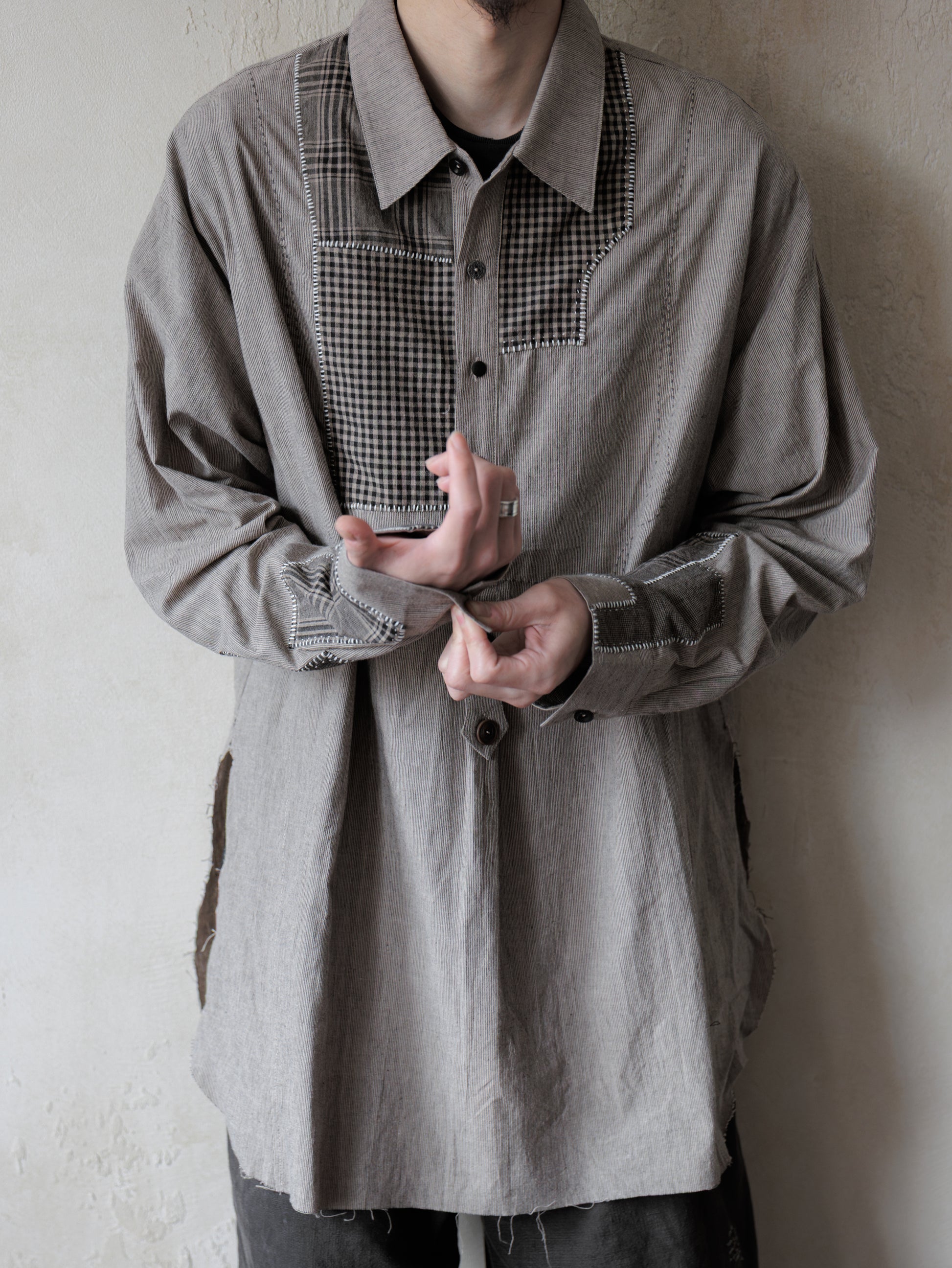 Forgotten Materials｜0222 / Grandpa's Repaired Shirt (Grey)