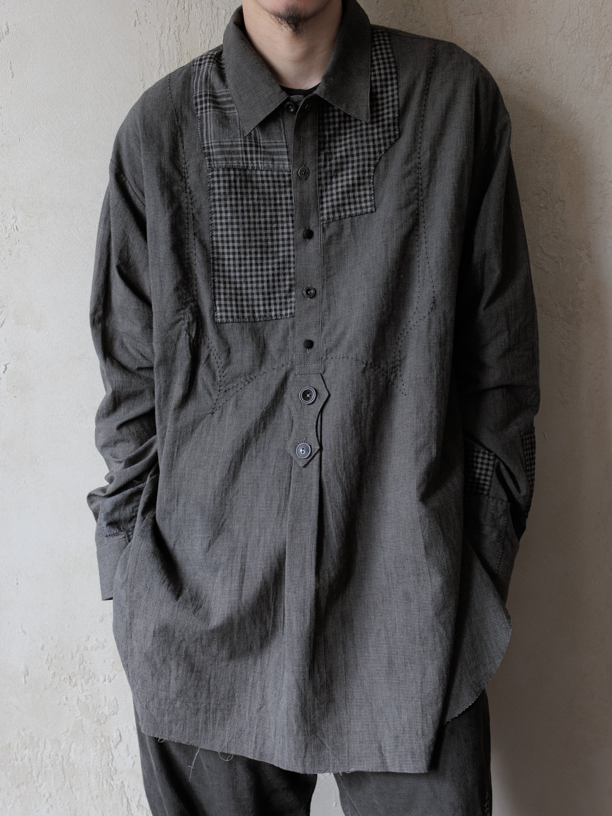 Forgotten Materials｜0222 / Grandpa's Repaired Shirt (Dark Grey)