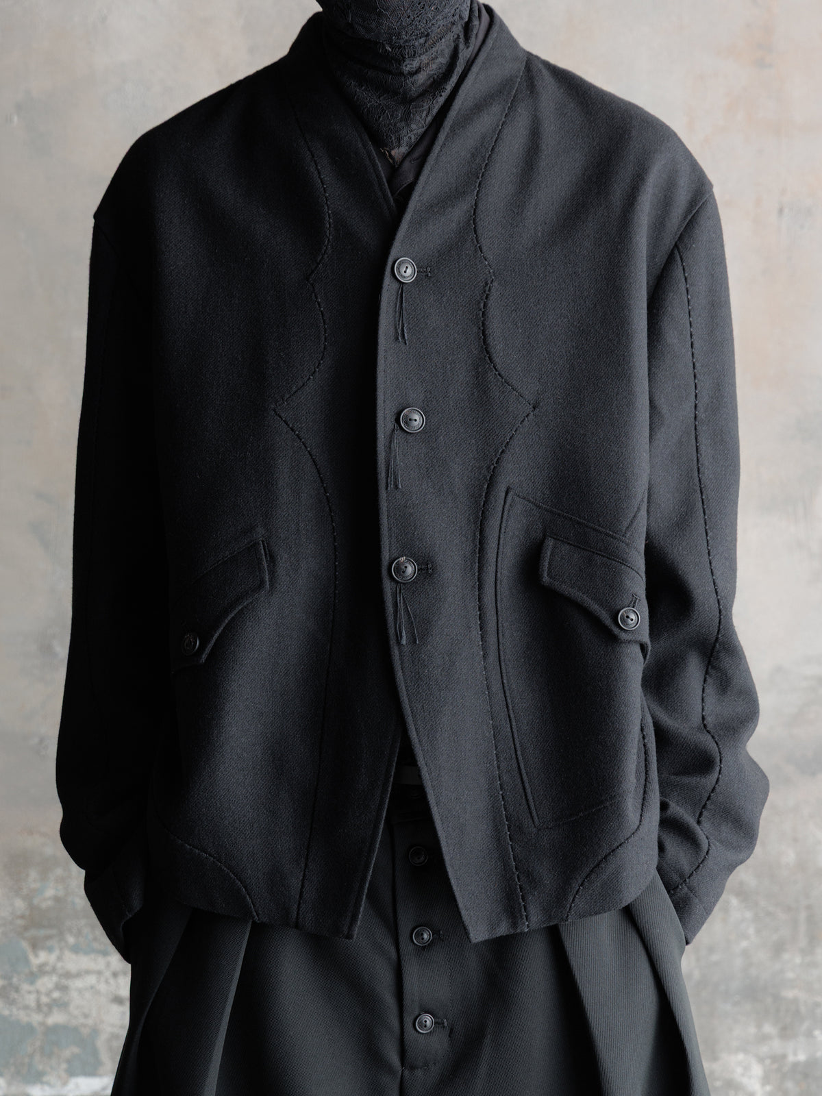 26FW｜Overlock Mandarin Collar Blazer