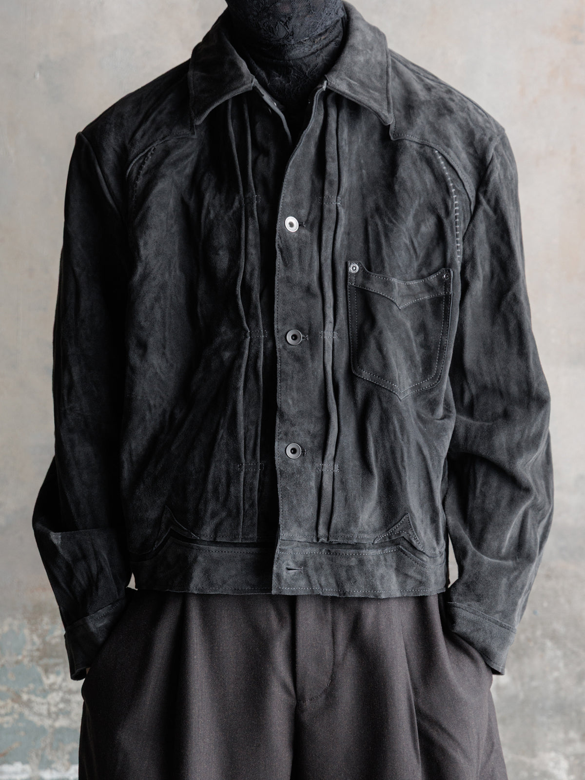 26FW｜Suede Trucker JKT (Grey)