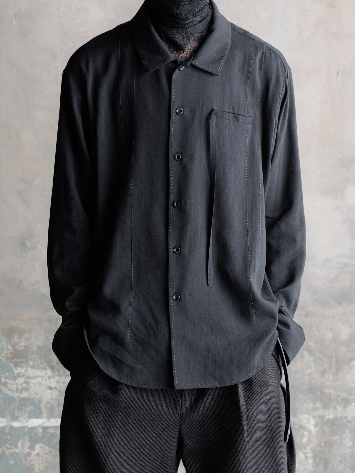 26FW｜E Drape Shirt (Black)