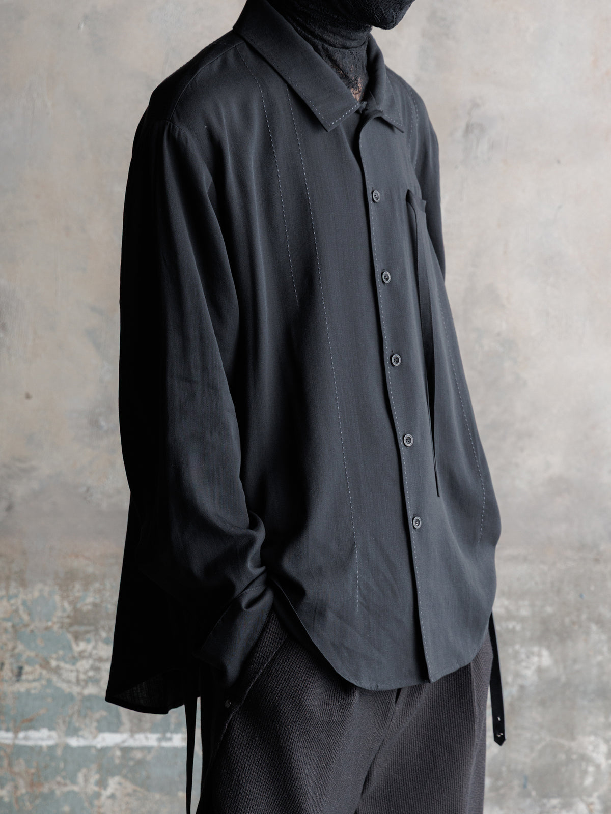 26FW｜E Drape Shirt (Black)