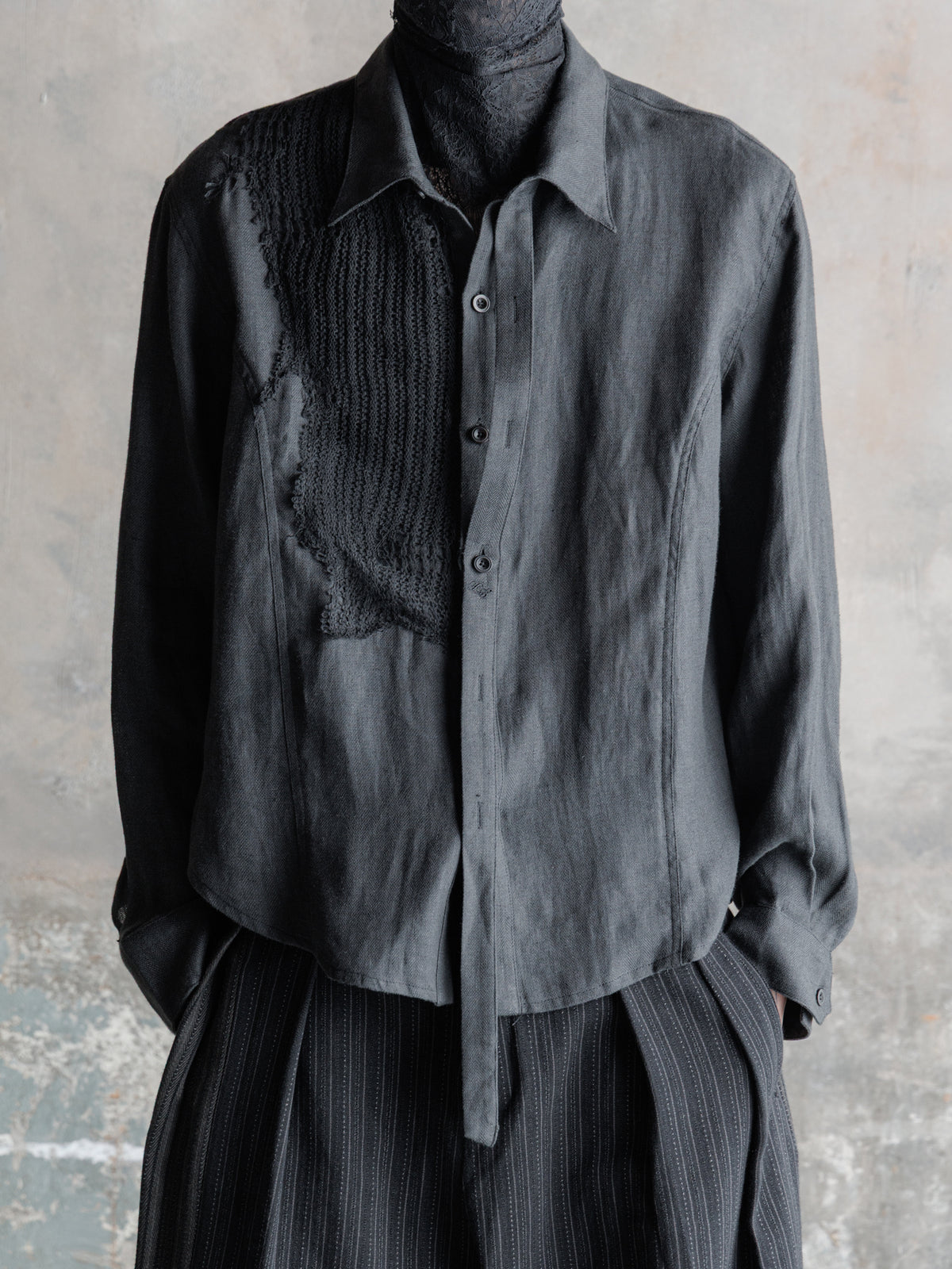 26FW｜Knitted Panel Tunic Shirt