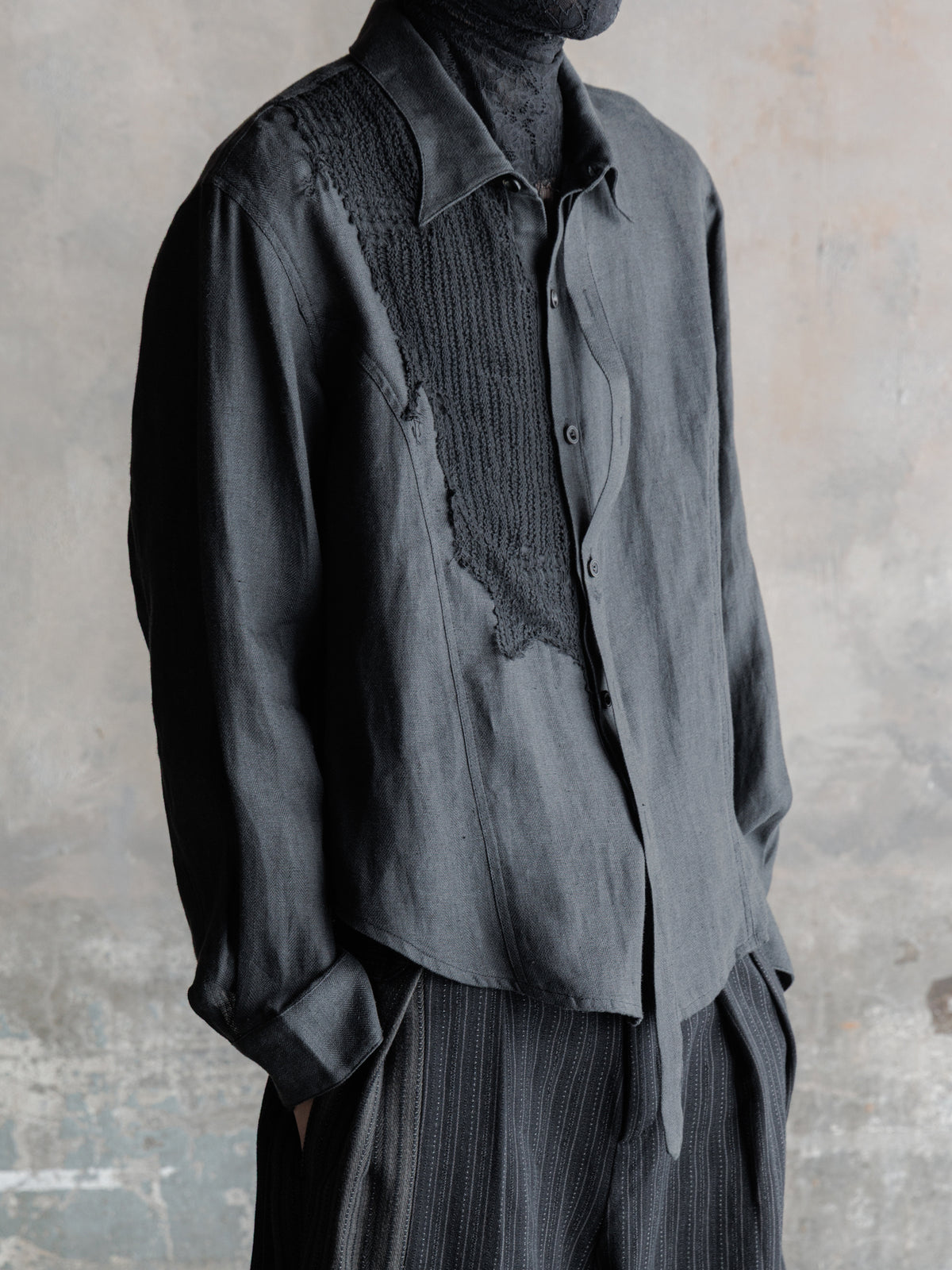 26FW｜Knitted Panel Tunic Shirt