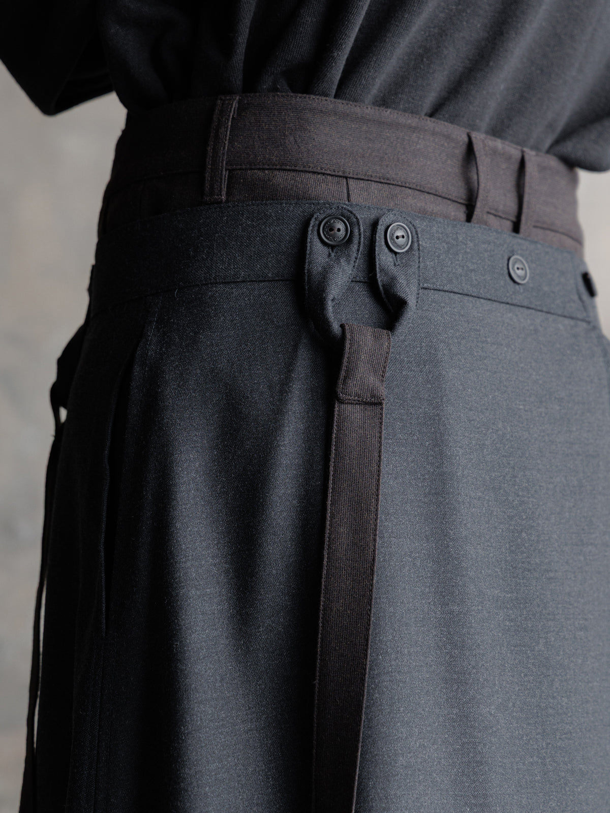 26FW｜Asymmetric Suspender Skirt-Panel Pants