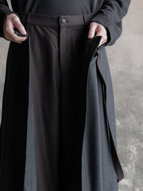 26FW｜Asymmetric Suspender Skirt-Panel Pants