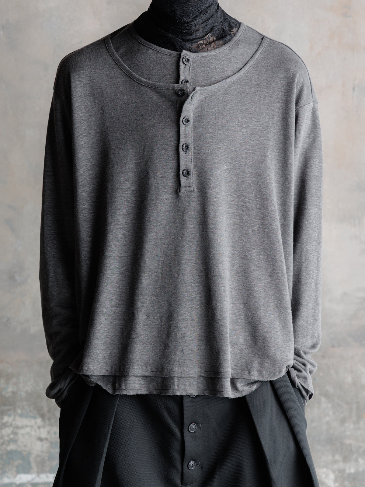 26FW｜Double Layered Henley (Grey)