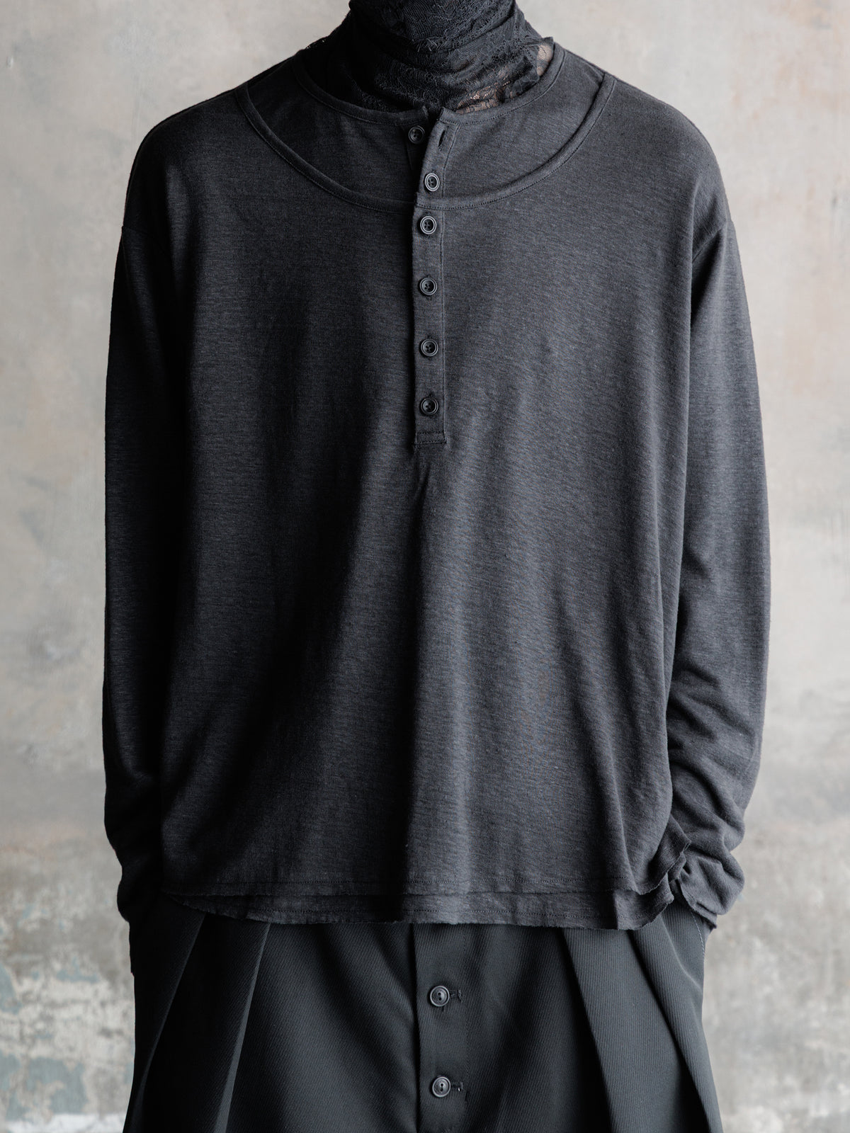 26FW｜Double Layered Henley (Black)