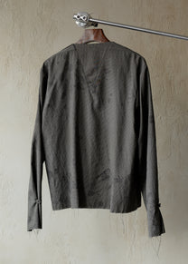 Forgotten Materials｜Double-breasted Collarless Shirt (Tainted Check)