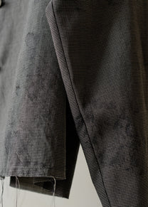 Forgotten Materials｜Double-breasted Collarless Shirt (Tainted Check)