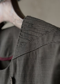 Forgotten Materials｜Double-breasted Collarless Shirt (Tainted Check)