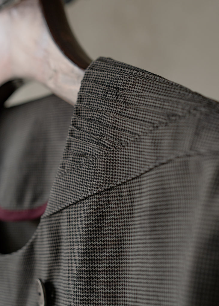 Forgotten Materials｜Double-breasted Collarless Shirt (Tainted Check)