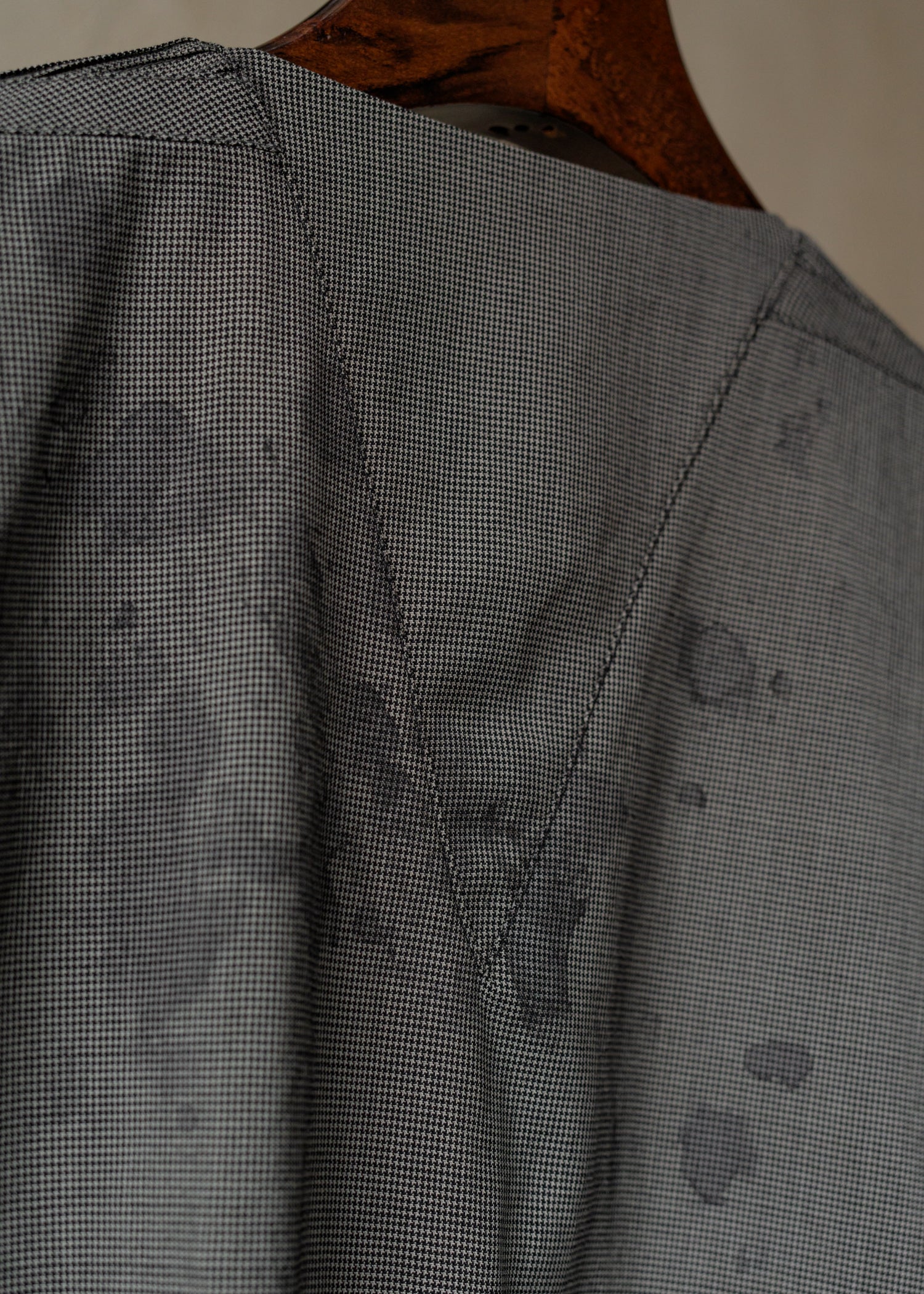 Forgotten Materials｜Double-breasted Collarless Shirt (Tainted Check)