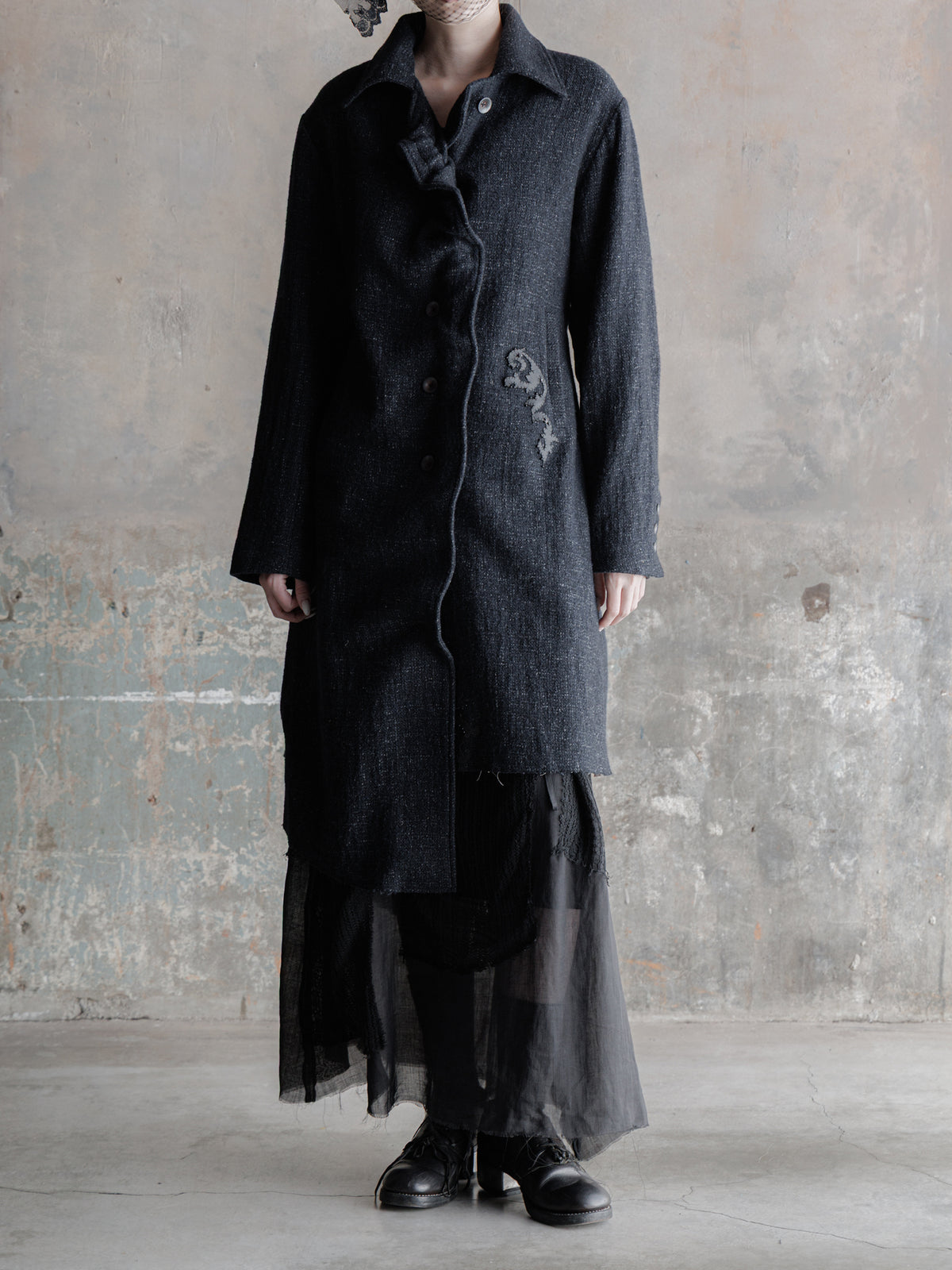 Forgotten Materials WMS｜Convertible Collar Tweed Belted Coat