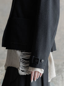 26FW WMS｜Cropped Wool Knit-Panel JKT