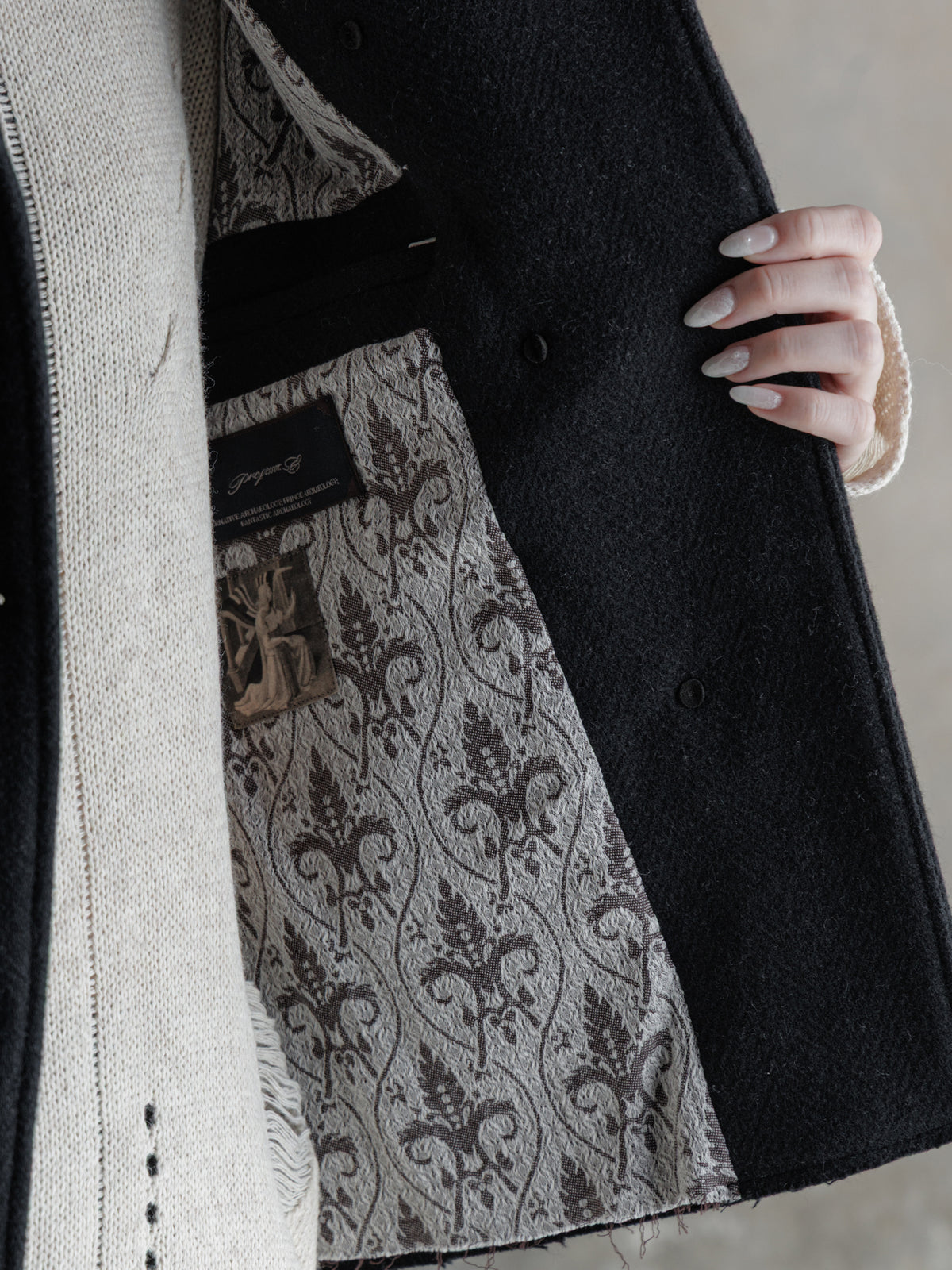 26FW WMS｜Cropped Wool Knit-Panel JKT