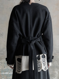 26FW WMS｜Cropped Wool Knit-Panel JKT
