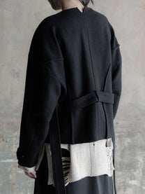 26FW WMS｜Cropped Wool Knit-Panel JKT