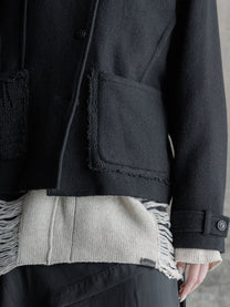 26FW WMS｜Cropped Wool Knit-Panel JKT