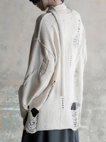 26FW WMS｜Integrated Scarf Poncho Knit (Beige)
