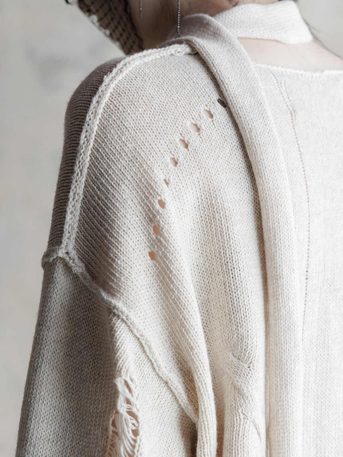 26FW WMS｜Integrated Scarf Poncho Knit (Beige)