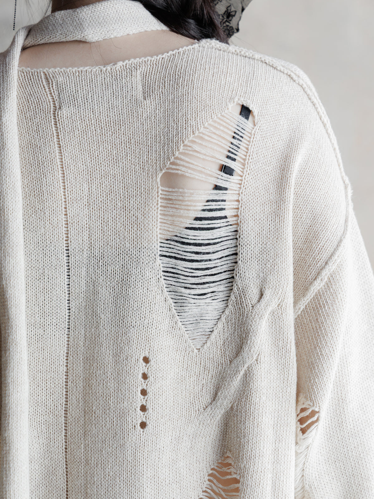26FW WMS｜Integrated Scarf Poncho Knit (Beige)