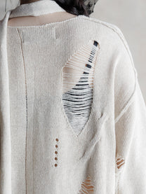 26FW WMS｜Integrated Scarf Poncho Knit (Beige)