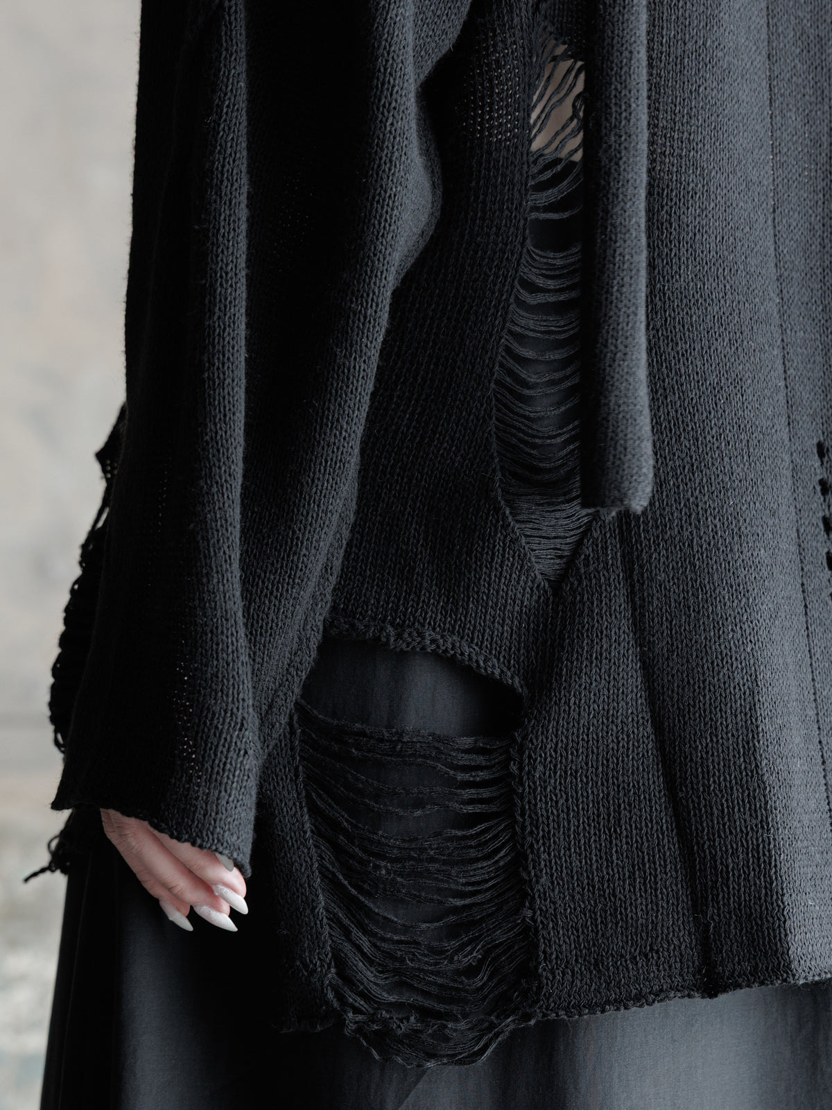 26FW WMS｜Integrated Scarf Poncho Knit (Black)
