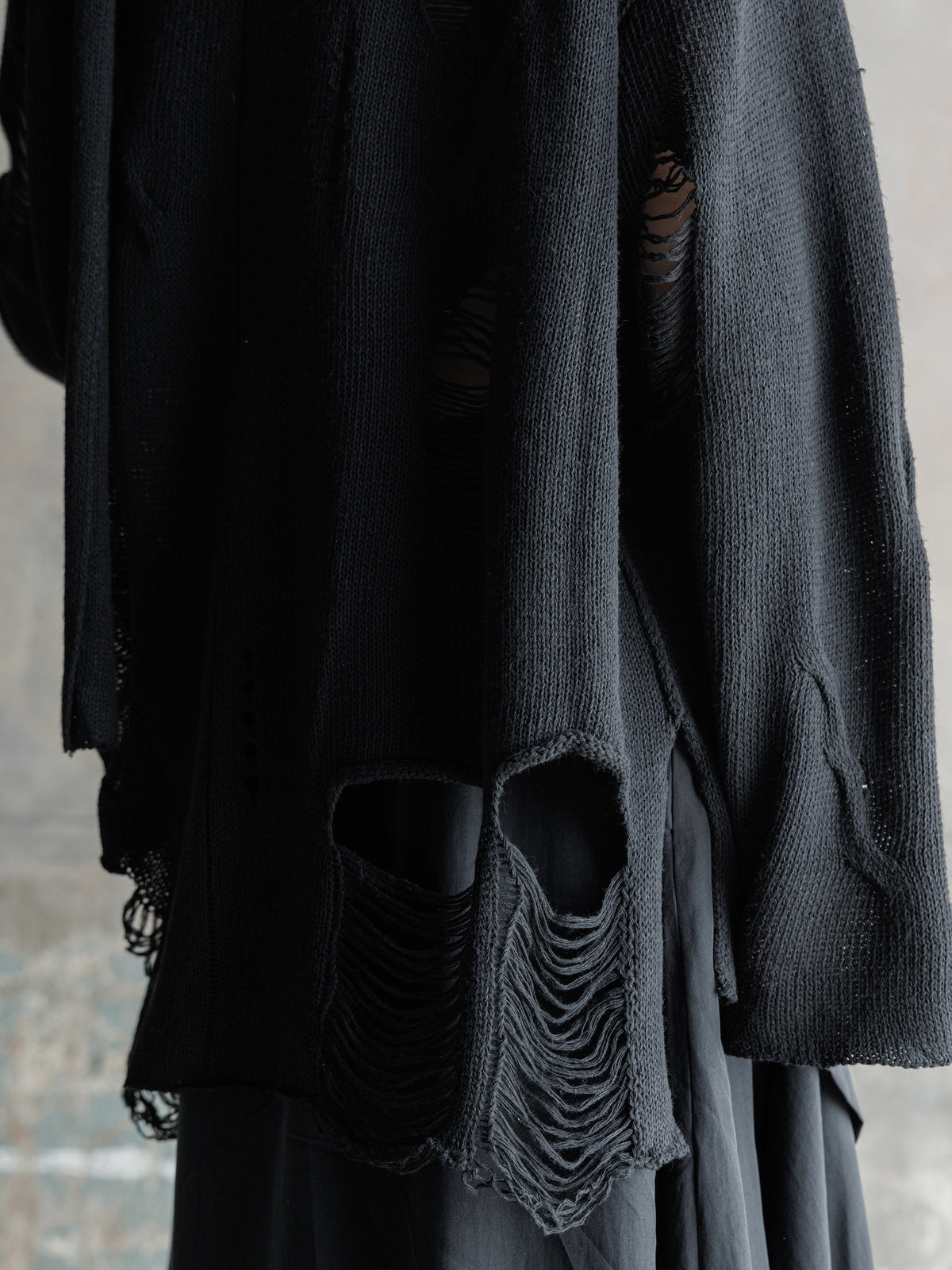 26FW WMS｜Integrated Scarf Poncho Knit (Black)