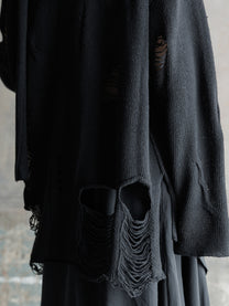 26FW WMS｜Integrated Scarf Poncho Knit (Black)