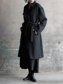 26FW WMS｜Raw-Edge Double-Collar Long Coat