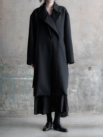26FW WMS｜Raw-Edge Double-Collar Long Coat