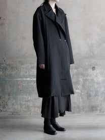 26FW WMS｜Raw-Edge Double-Collar Long Coat