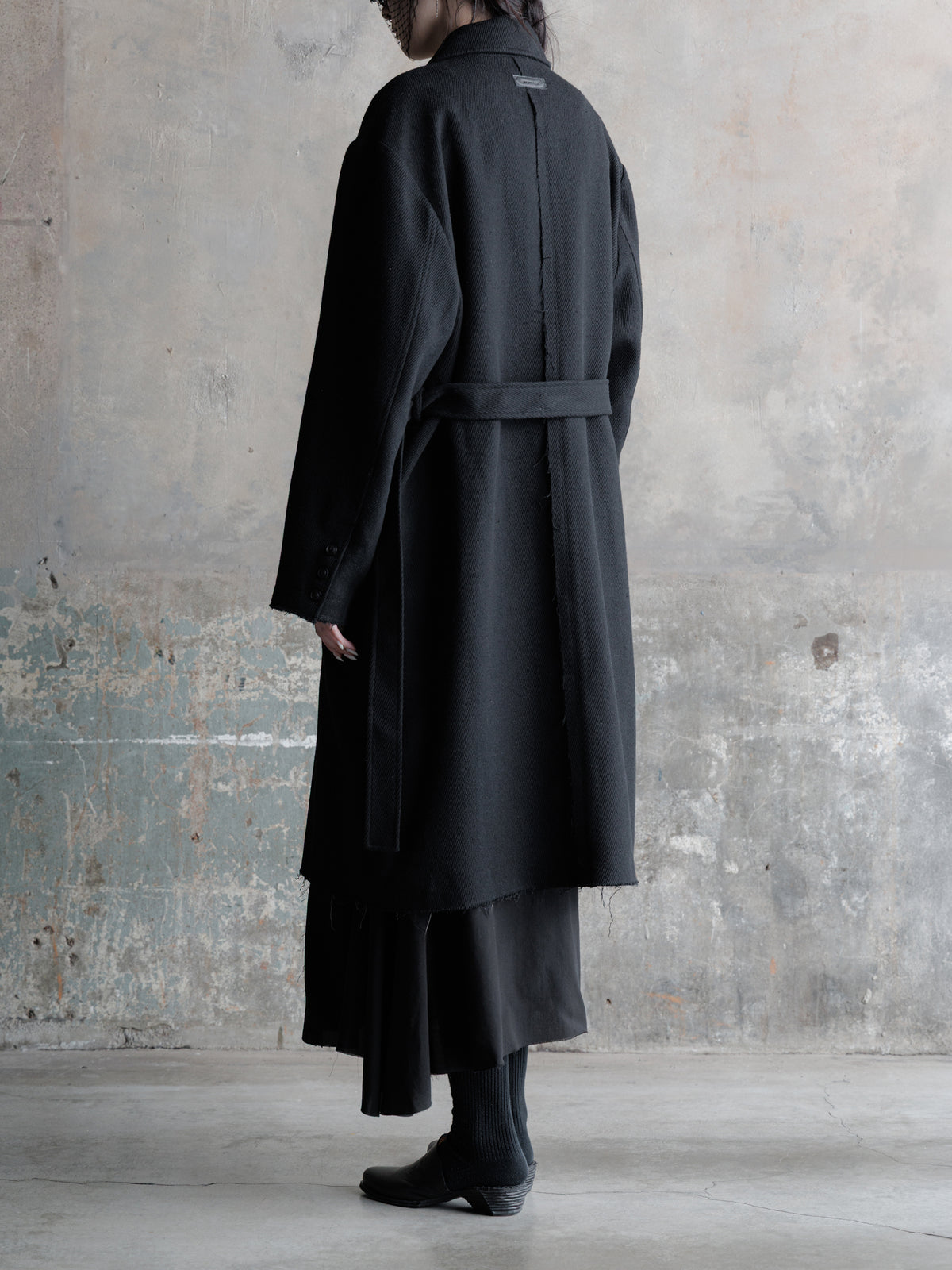 26FW WMS｜Raw-Edge Double-Collar Long Coat