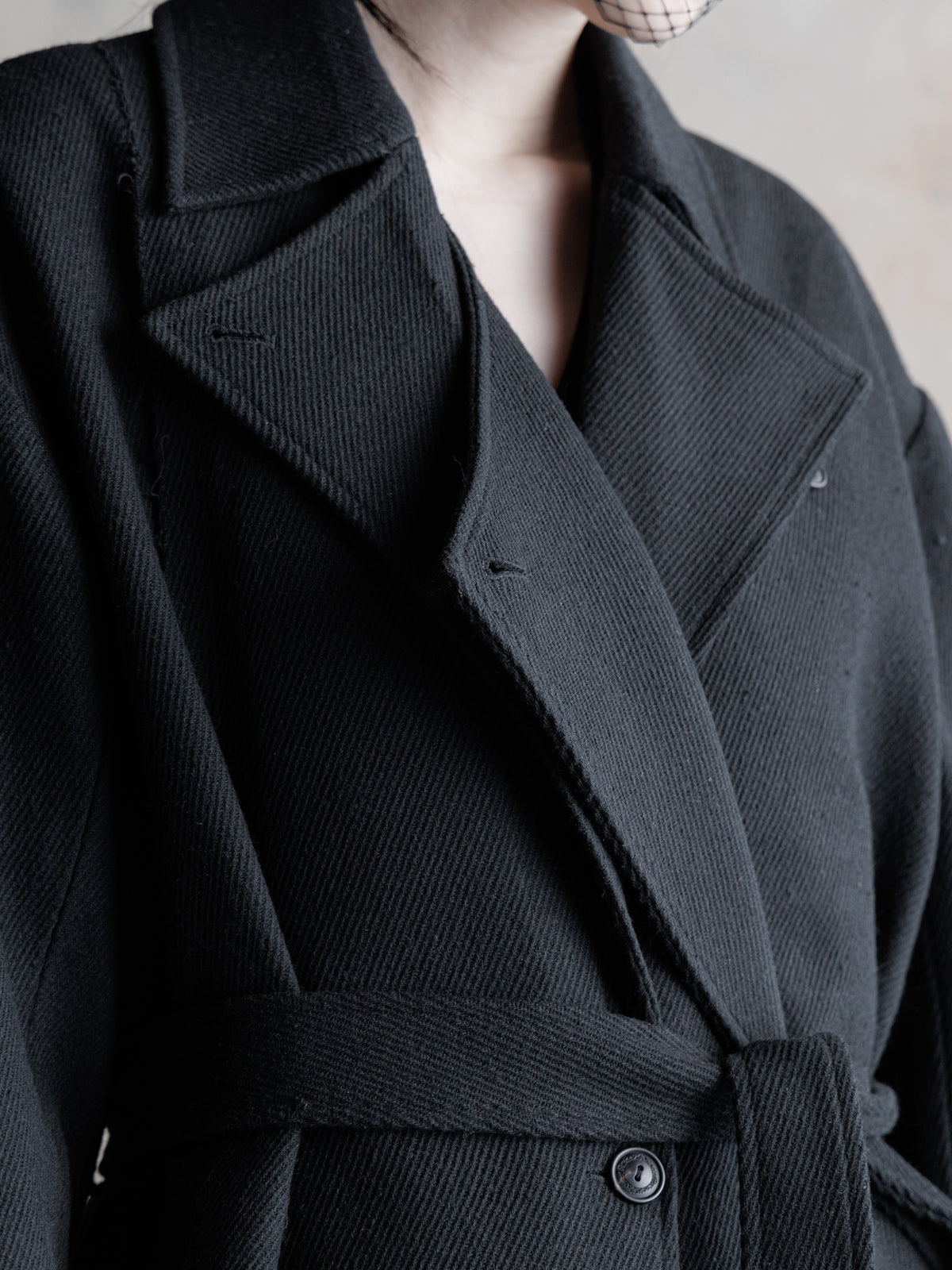 26FW WMS｜Raw-Edge Double-Collar Long Coat