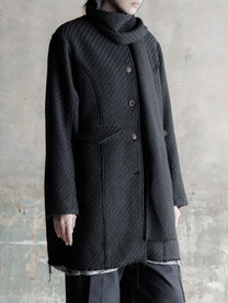 26FW WMS｜Draped Scarf Midi Coat