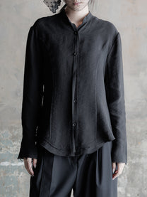 26FW WMS｜Tie-Neck Raw-Edge Shirt