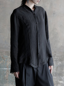 26FW WMS｜Tie-Neck Raw-Edge Shirt