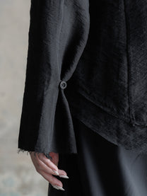 26FW WMS｜Tie-Neck Raw-Edge Shirt