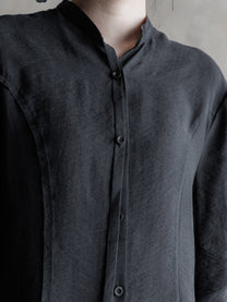 26FW WMS｜Tie-Neck Raw-Edge Shirt