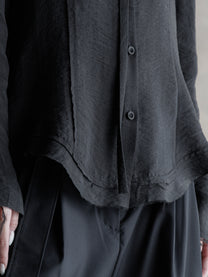 26FW WMS｜Tie-Neck Raw-Edge Shirt