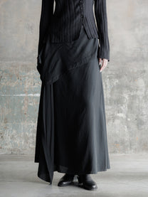 26FW WMS｜Layered Raw-Edge Skirt