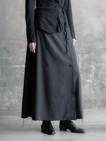 26FW WMS｜Double Breasted Frayed Skirt